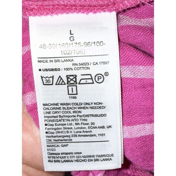 Gap Pull-On Gauze Shorts Fuchsia Pink Cotton Elastic Waist Striped Beach Large - Picture 14 of 14